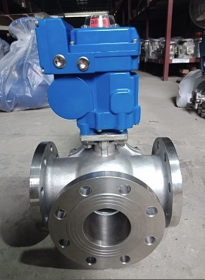 Van bi điện 3 ngã kết nối mặt bích