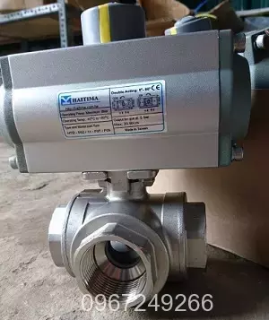 van-bi-3-nga-khi-nen Van bi ba ngã điều khiển bằng khí nén