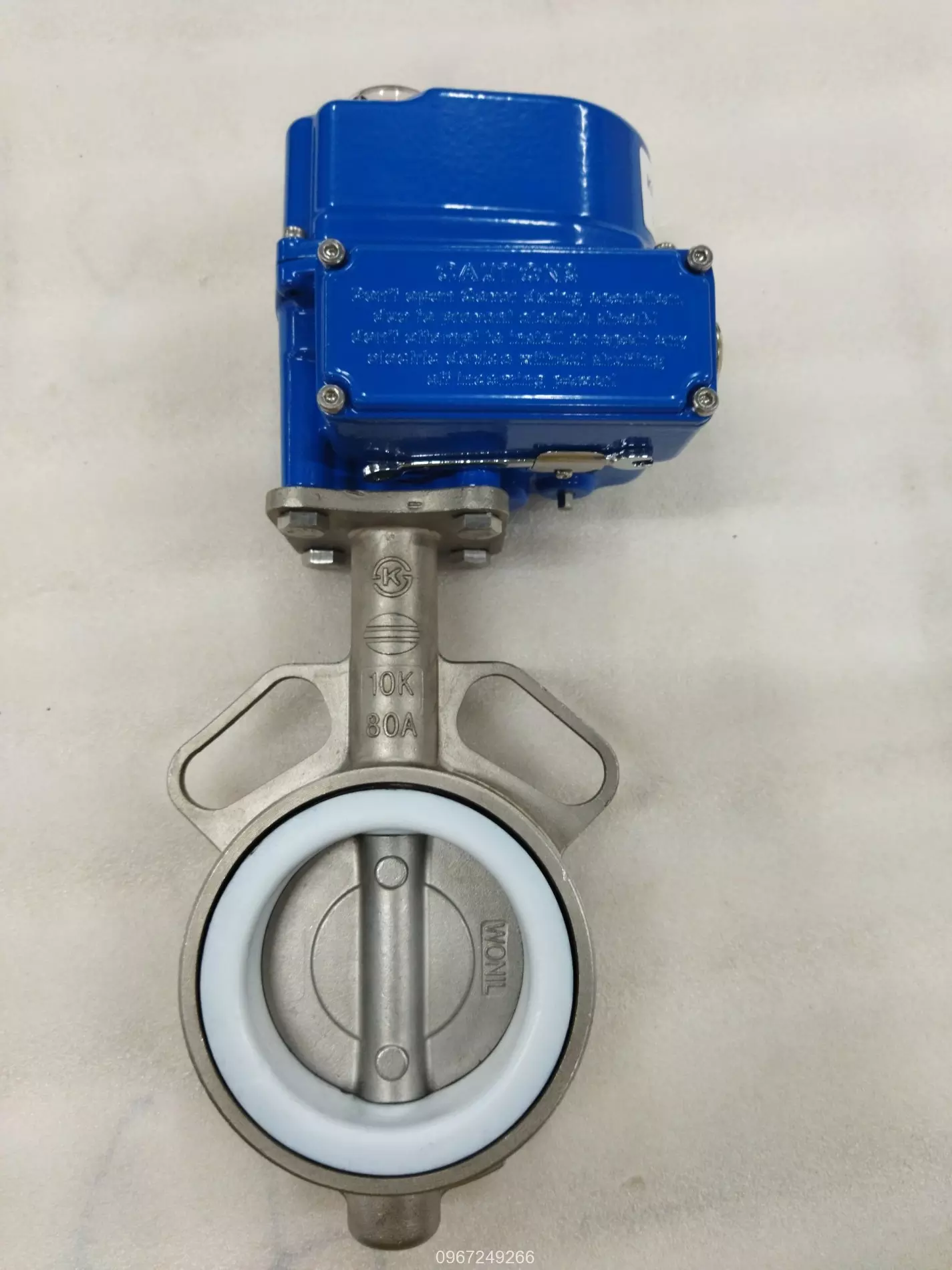 Van bướm inox DN80 điều khiển bằng điện Kosaplus Hàn Quốc