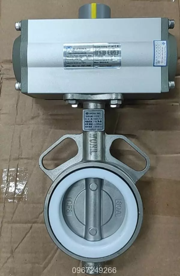 Van bướm inox 304 đóng mở bằng khí nén on/off