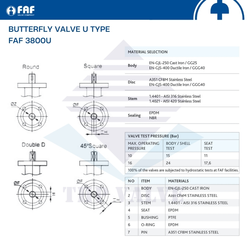 Van bướm đồng tâm hai mặt bích FAF 3800U - Hình ảnh 4