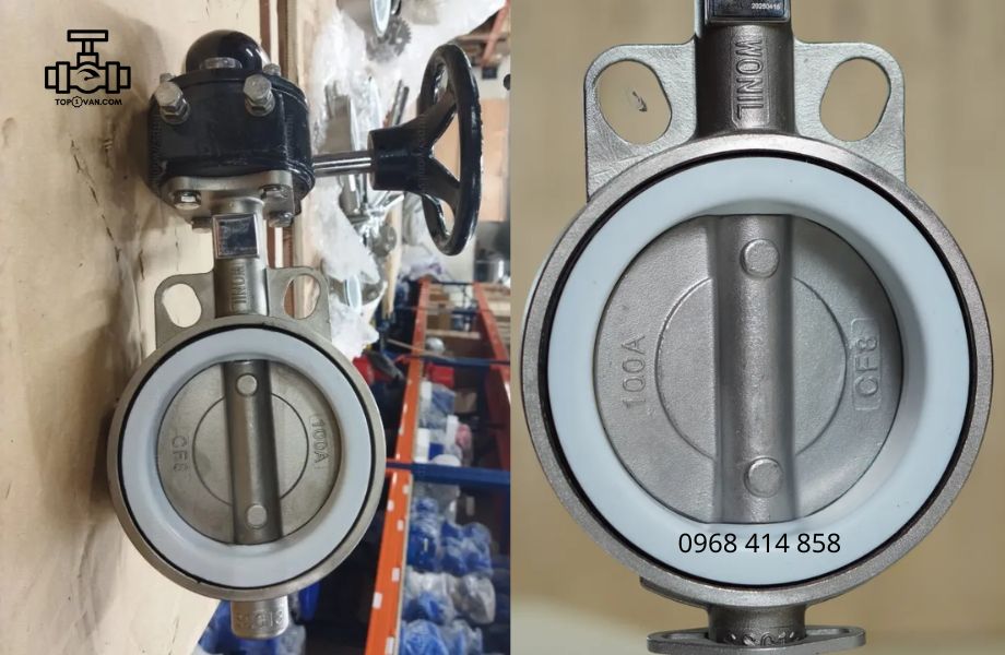 Van bướm inox tay quay Wonil DN100