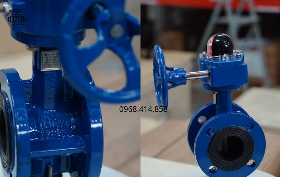 Van bướm 2 mặt bích tay quay gang Wonil DN65