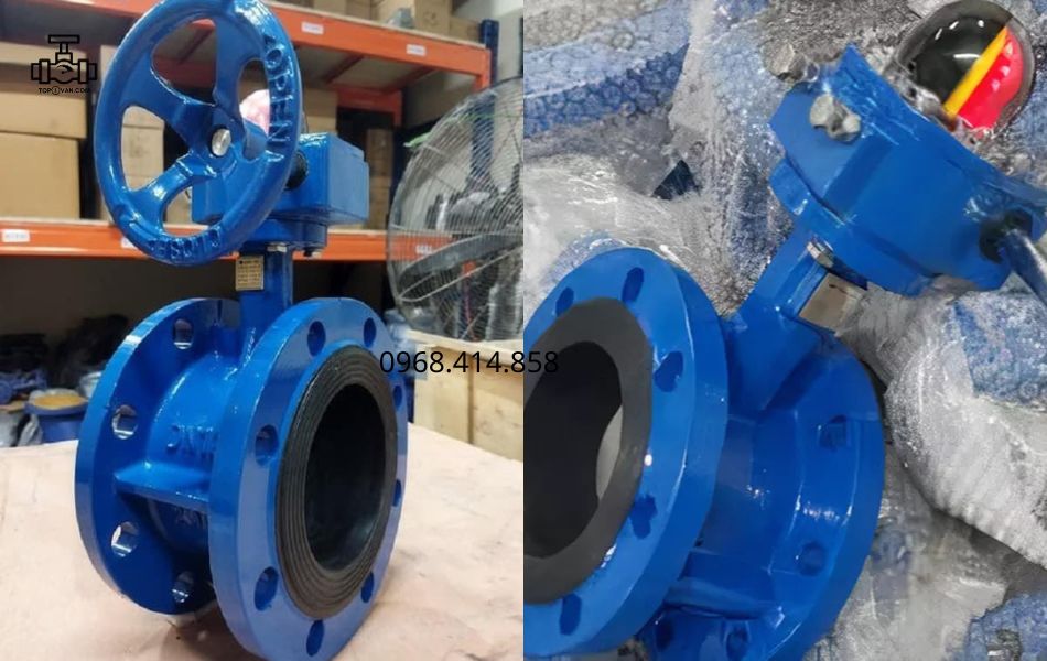 Van bướm 2 mặt bích tay quay gang Wonil DN80