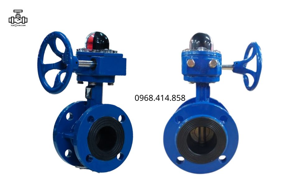 Van bướm 2 mặt bích tay quay gang Wonil DN65