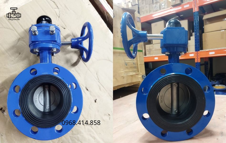 Van bướm 2 mặt bích tay quay gang Wonil DN80