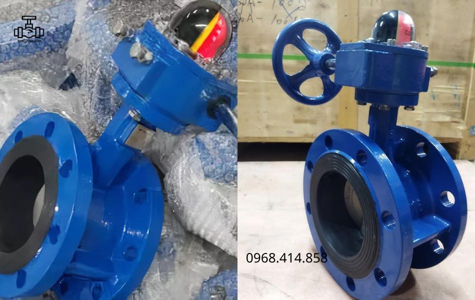 Van bướm 2 mặt bích tay quay gang Wonil DN100