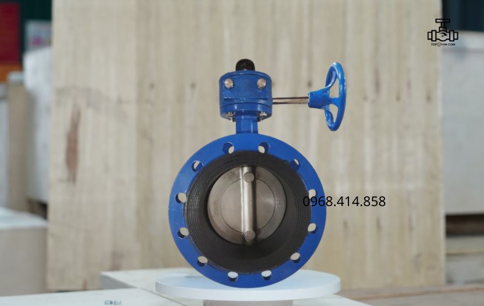 Van bướm 2 mặt bích tay quay gang Wonil DN200