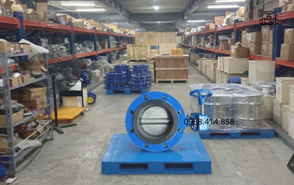 a warehouse with a large blue object