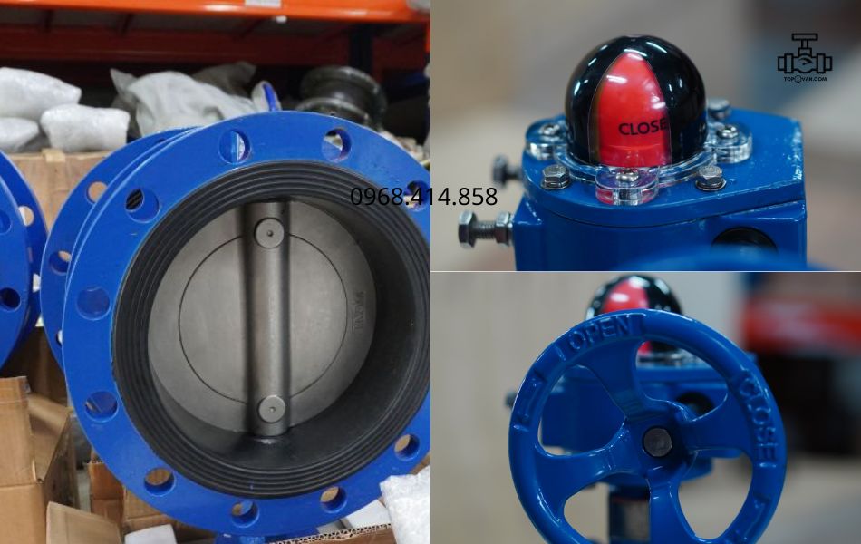 Van bướm 2 mặt bích tay quay gang Wonil DN250