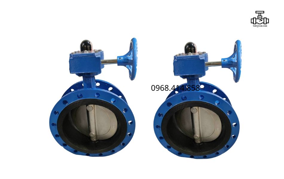 Van bướm 2 mặt bích tay quay gang Wonil DN350