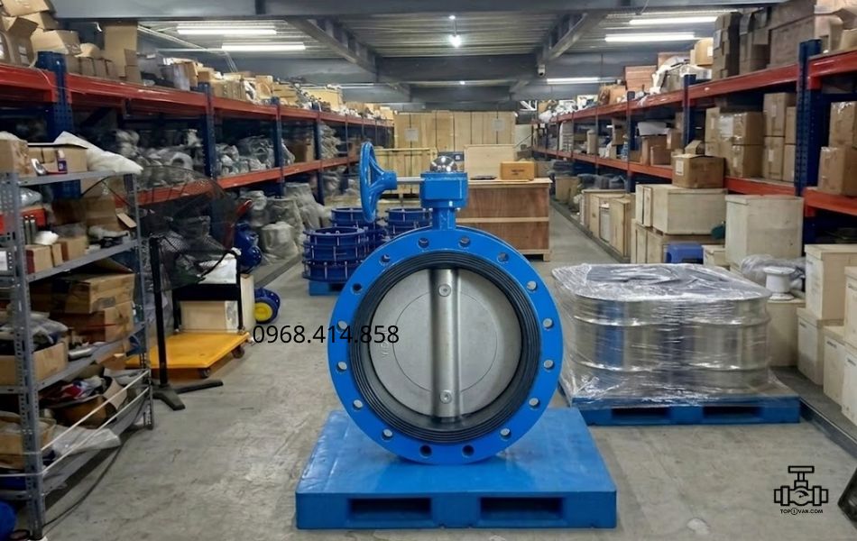 Van bướm 2 mặt bích tay quay gang Wonil DN400