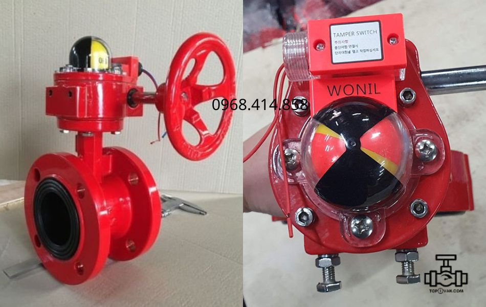 Van bướm tín hiệu điện gang Wonil DN100